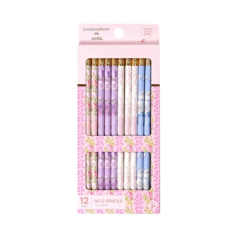 Love Shack Fancy Yoobi No 2 Pencil 12pk Pastel Floral Coquette School Target NEW - Picture 3 of 4